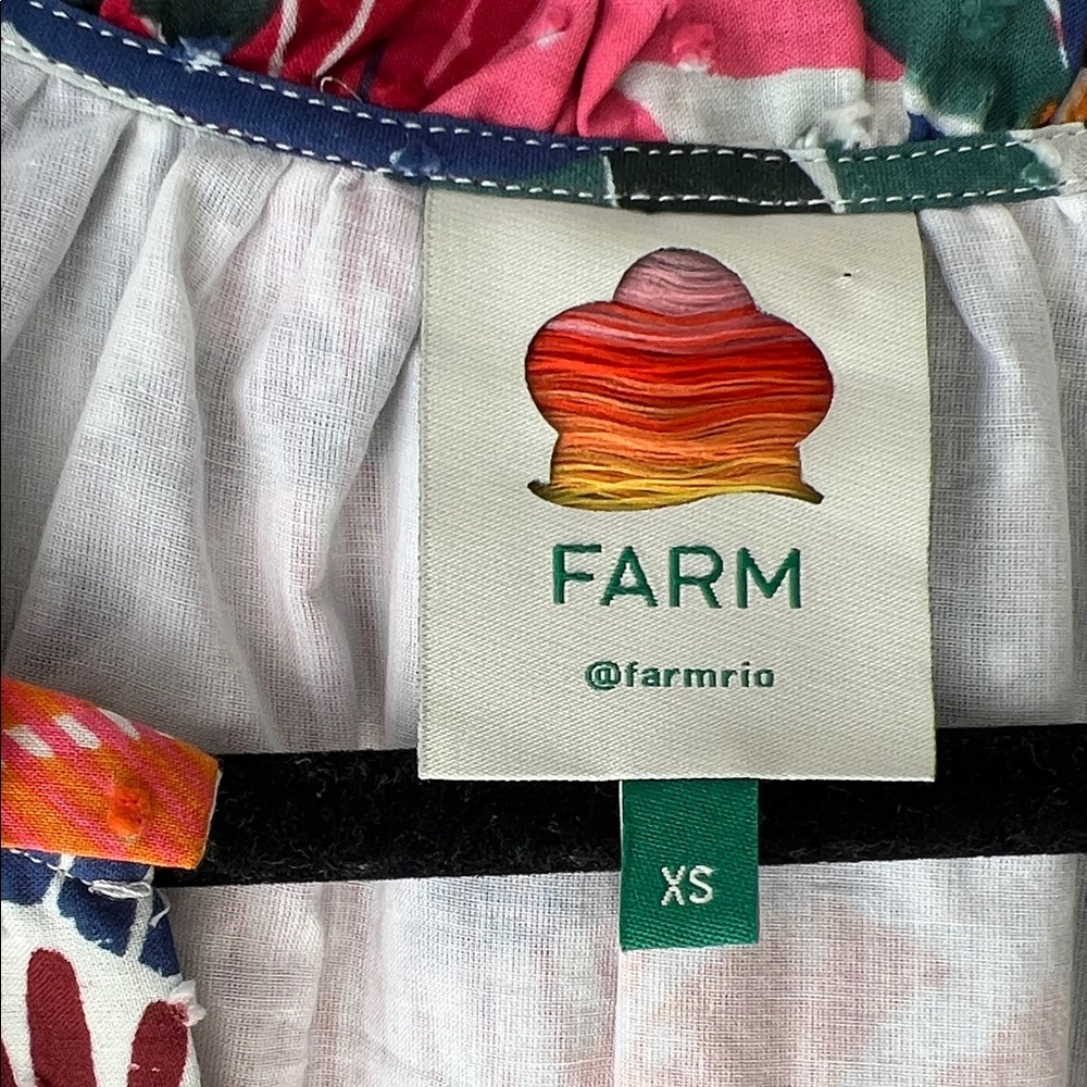 FARM Rio Multicolor Long Sleeve Dress Macaw Mini DressXS EUC Resortwear Vacation - Picture 4 of 11
